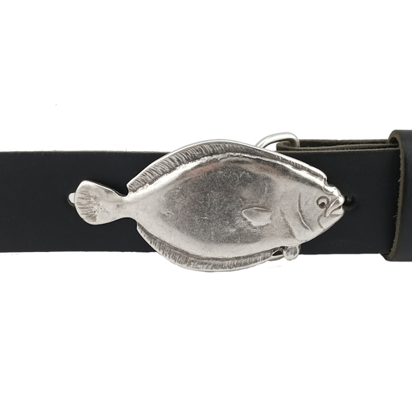 Design Gürtelschnalle Flunder von Umjubelt, Fashion Style, unisex, nickelfrei, Fisch, silber, für Gürtel bis 4 cm Breite